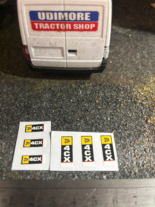 JCB 4CX backhoe loadall x 6 decals 1:32 scale High quality vinyl Tractor construction farm machinery decals