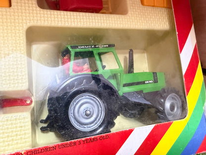 Vintage Britains Deutz DX110 Tractor & Baler Gift Set 1980 Rainbow Box 1:32 Scale Original Boxed Obsolete - 9589