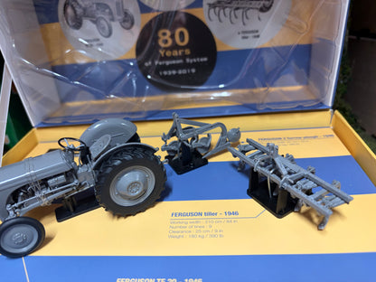 Universal Hobbies Ferguson TE-20 Tractor with Ferguson Plough & Tiller Set UH6238 Limited Edition Obsolete 1:32 Scale