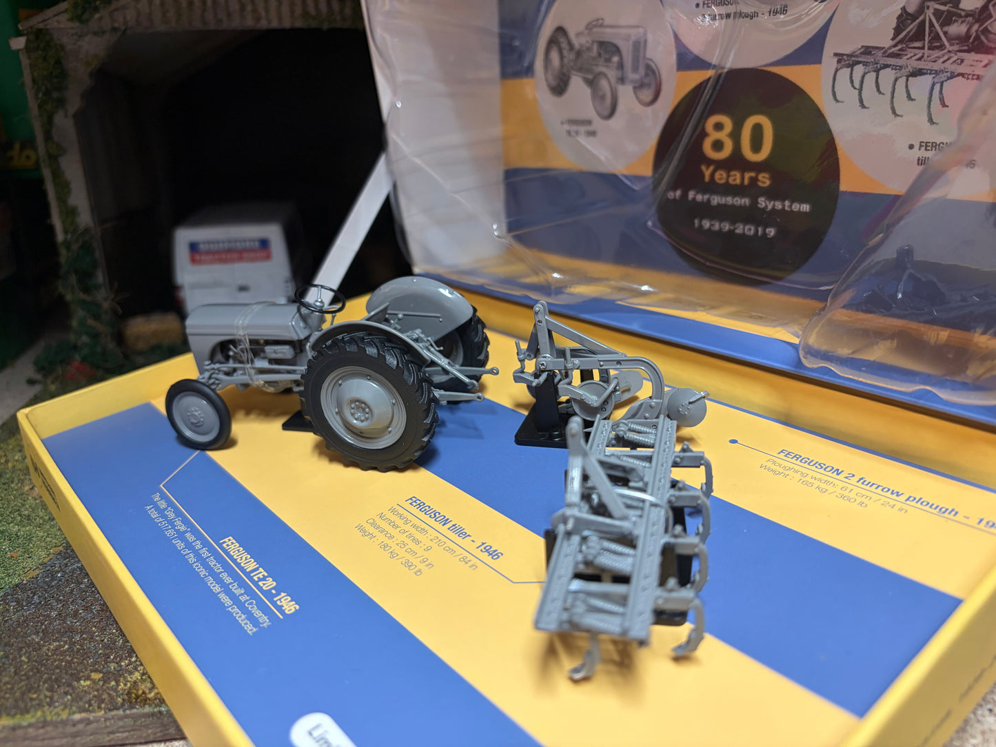 Universal Hobbies Ferguson TE-20 Tractor with Ferguson Plough & Tiller Set UH6238 Limited Edition Obsolete 1:32 Scale