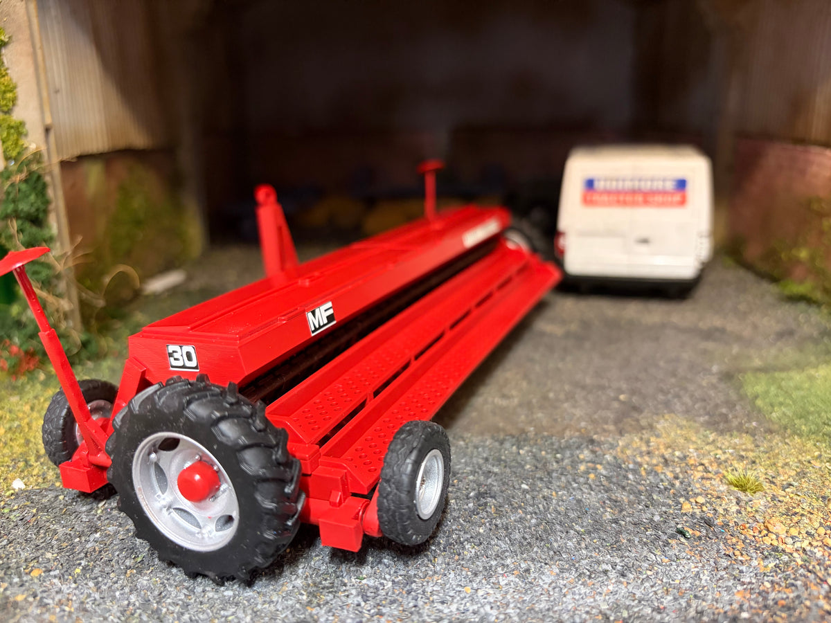 Scratch Built Massey Ferguson MF 30 6 Metre Seed Drill – Silver Wheels – 1:32 Scale