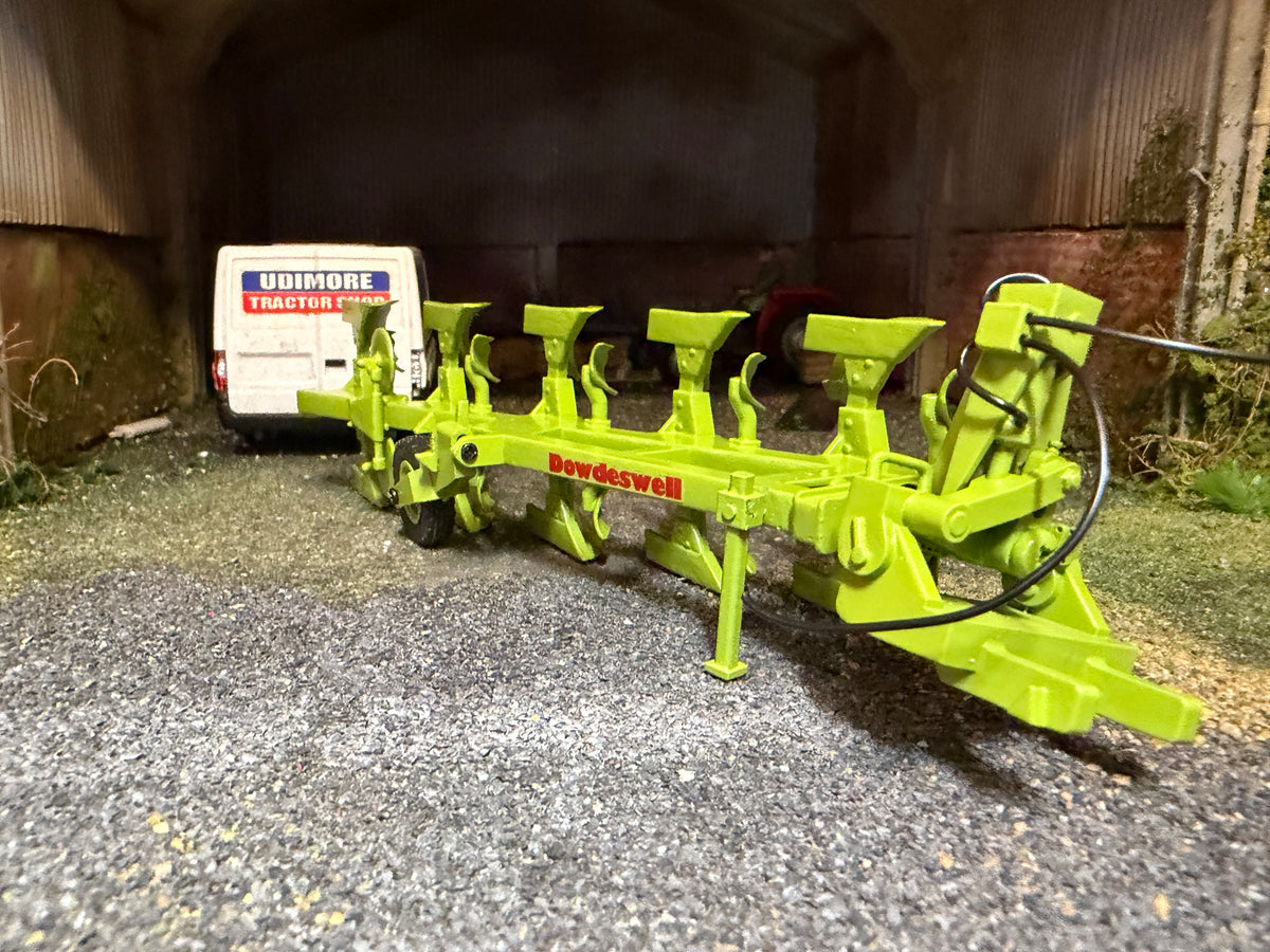 Exclusive UTS Scratch Built Dowdeswell DP7 5 Furrow Plough – Green Mouldboards, Britains Linkage – 1:32 Scale