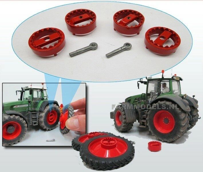 Fendt red Tractor Dual wheel double molcon air coupling system 1:32 scale Image