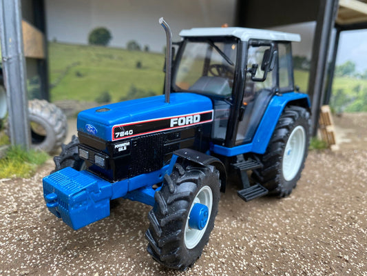 Ford 7840 Tractor Chrome Straight Pipe Exhaust front weight Conversion 1:32 scale Image