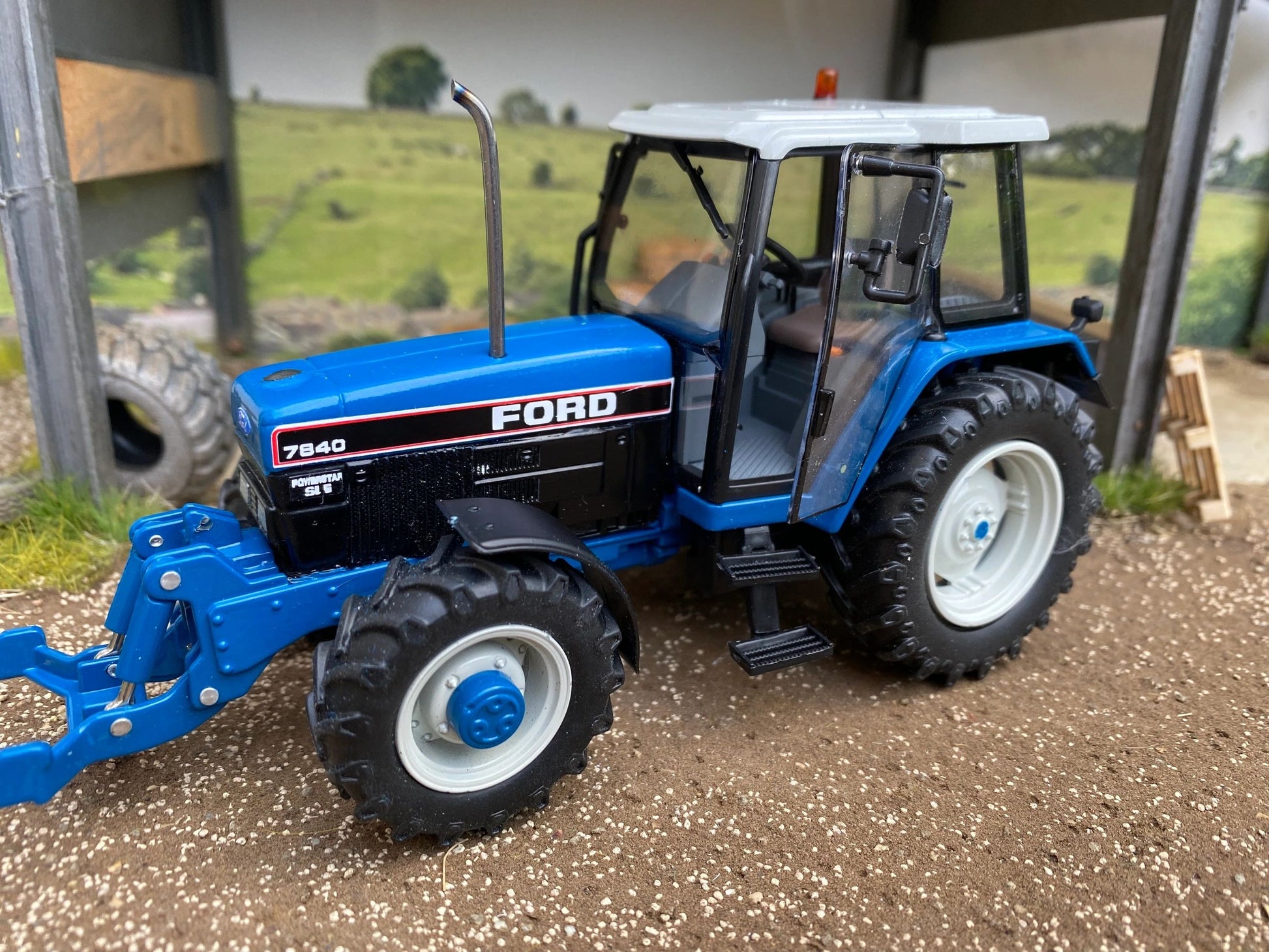 Ford 7840 Tractor front linkage Chrome Straight Pipe exhaust Conversion 1:32 scale Image 3