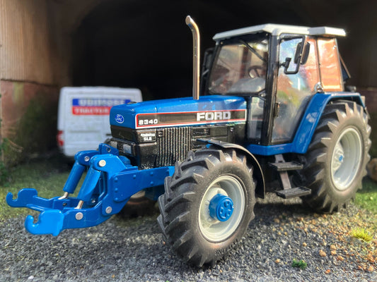 Ford 8340 Tractor Front Linkage Chrome Exhaust Straight pipe White Roof BIG wheels Tractor Conversion 1:32 scale Image