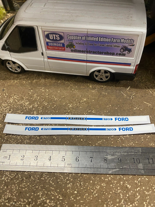 Ford 9700 Tractor metallic reflective silver Professional pre cut High quality vinyl bonnet decals farm machinery Britains decals 1:32 scale Image