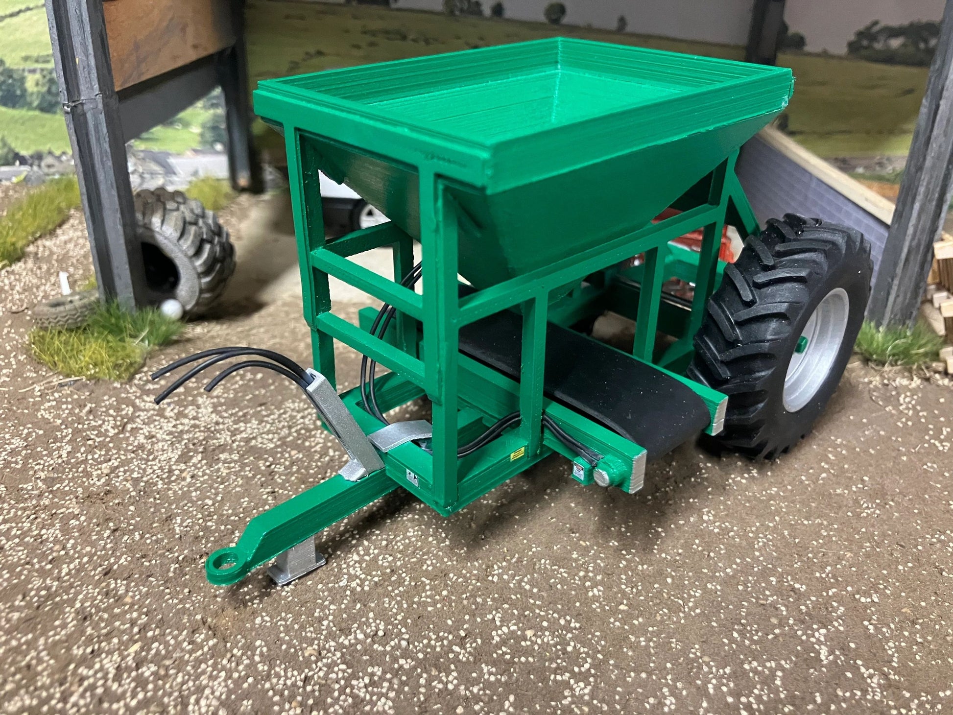 Hand made Scratch built Green 8 tonne Stonecart Gravel trailer 1:32 scale Image 2