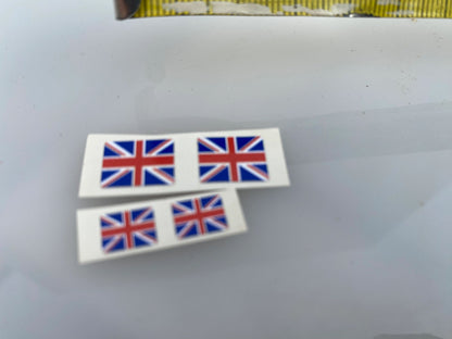High quality vinyl set of 4 small decals Union Jack flags 1:32 scale Tractors farm machinery trucks Image