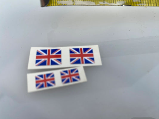 High quality vinyl set of 4 small decals Union Jack flags 1:32 scale Tractors farm machinery trucks Image