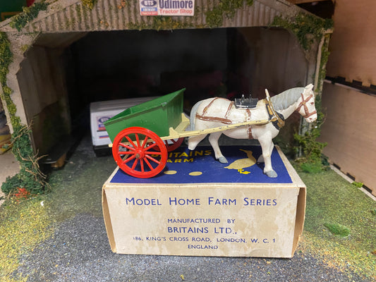 40F Vintage Britains Farm Cart with plastic horse 1:32 scale obsolete RARE BOX version