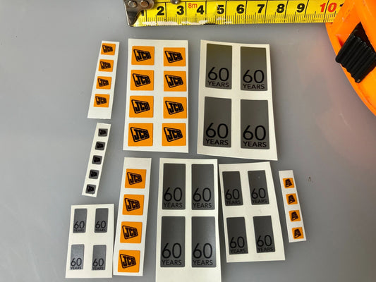 JCB 60 years huge pack Farm Machinery Professional Pre Cut High quality vinyl decal stickers 1:32 scale Image