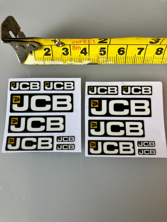 JCB construction x 14 decal pack Professional Pre Cut High quality vinyl decal packs stickers 1:32 scale Loadall Digger Backhoe Image