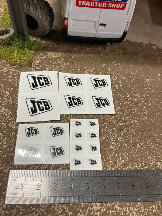 JCB construction x 16 decal pack Professional Pre Cut High quality vinyl decal packs stickers 1:32 scale Loadall Digger Backhoe Image