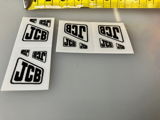JCB logo x 12 decals Professional Pre Cut High quality vinyl decal packs x 28 stickers 1:32 scale Farm Machinery Loadall Backhoe digger Fastrac Image