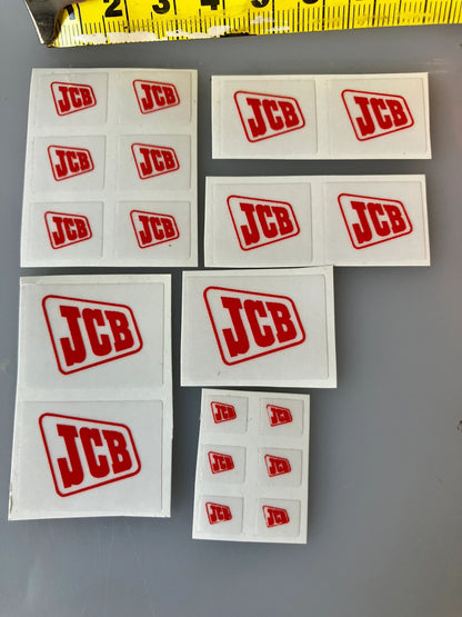 JCB red logos x 19 decal pack Professional Pre Cut High quality vinyl decal packs stickers 1:32 scale Loadall Digger Backhoe Image 3