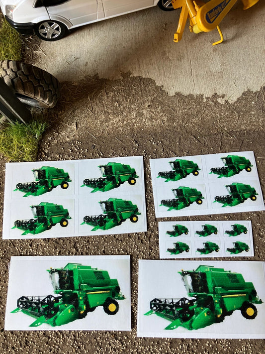 John Deere Combine Harvester farm machinery tractor decals 1:32 scale High quality vinyl pack sticker set Image