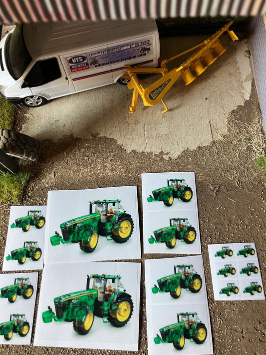 John Deere Tractor farm machinery decals 1:32 scale High quality vinyl pack 16 x sticker set Image