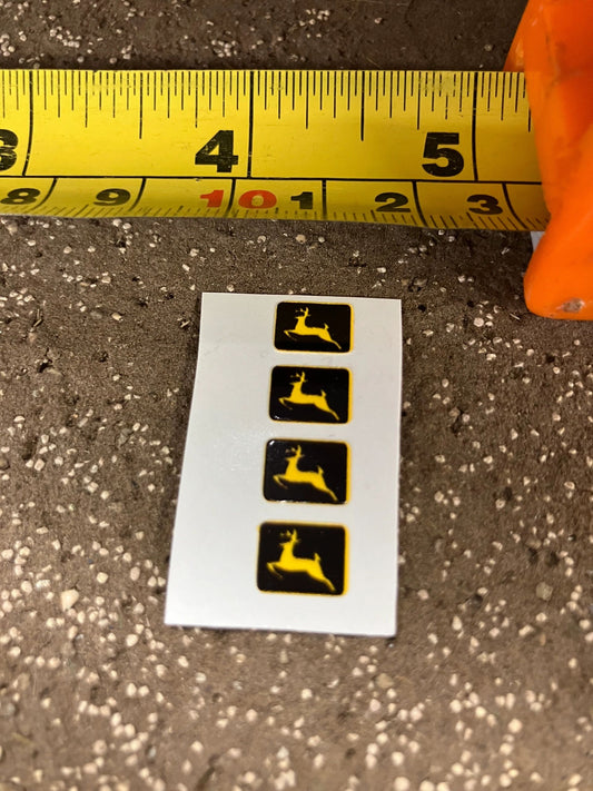 John Deere logo Tractor combine farm machinery decals1:32 scale High quality vinyl pack 4 small logo sticker set Image