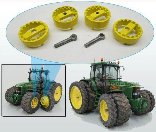 John Deere yellow Tractor Dual wheel double molcon air coupling system 1:32 scale Image