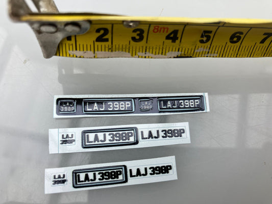 LAJ 398P Vintage number plates Professional Pre Cut High quality vinyl decal packs stickers 1:32 scale Image