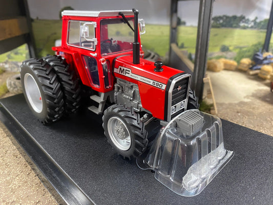 Limited Edition Universal Hobbies Massey Ferguson 590 4wd Tractor red cab rear Molcon duals BOXED 1:32 scale UH6766 Image 2