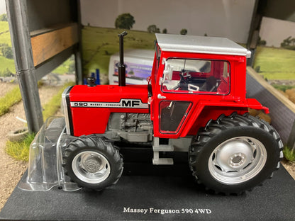 Limited Edition Universal Hobbies Massey Ferguson 590 4wd Tractor red cab Big wheels BOXED 1:32 scale UH6764 Image 2