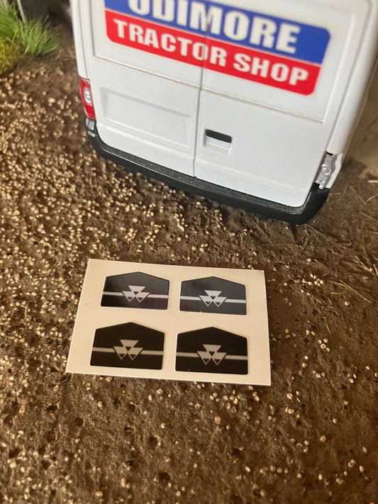 Massey Ferguson 135 165 185 188 Tractor x 4 Professional pre cut Silver black High quality vinyl pack decals Tractor front grill bonnet farm machinery decals 1:32 scale Image