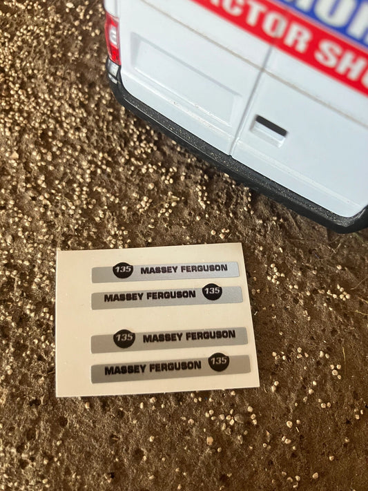 Massey Ferguson 135 Tractor x 4 Professional pre cutSilver High quality vinyl pack decals Tractor bonnet farm machinery decals Image