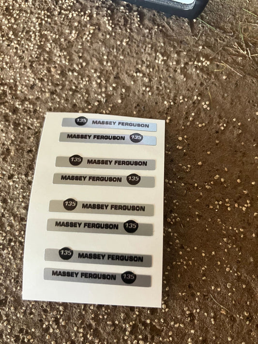 Massey Ferguson 135 Tractor x 8 Professional pre cut silver High quality vinyl pack decals Tractor bonnet farm machinery decals 1:32 scale Image