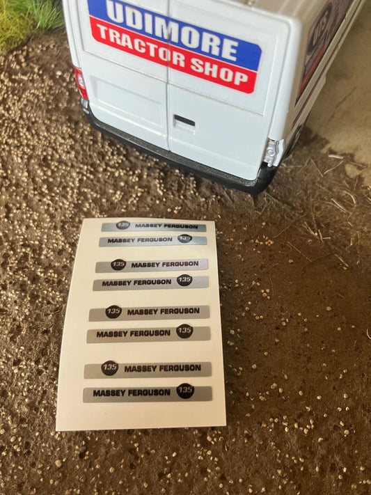 Massey Ferguson 135 Tractor x 8 Professional pre cut silver High quality vinyl pack decals Tractor bonnet farm machinery decals 1:32 scale Image 2