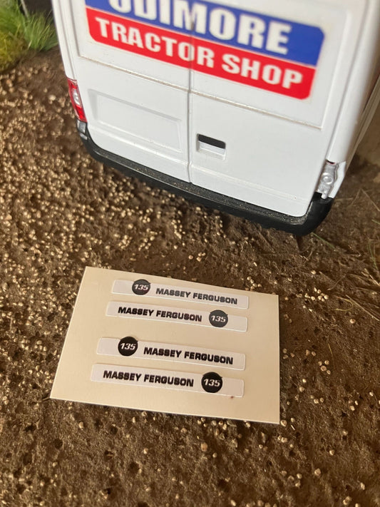 Massey Ferguson 135 Tractor x Professional pre cut 4 White High quality vinyl pack decals Tractor bonnet farm machinery decals Image