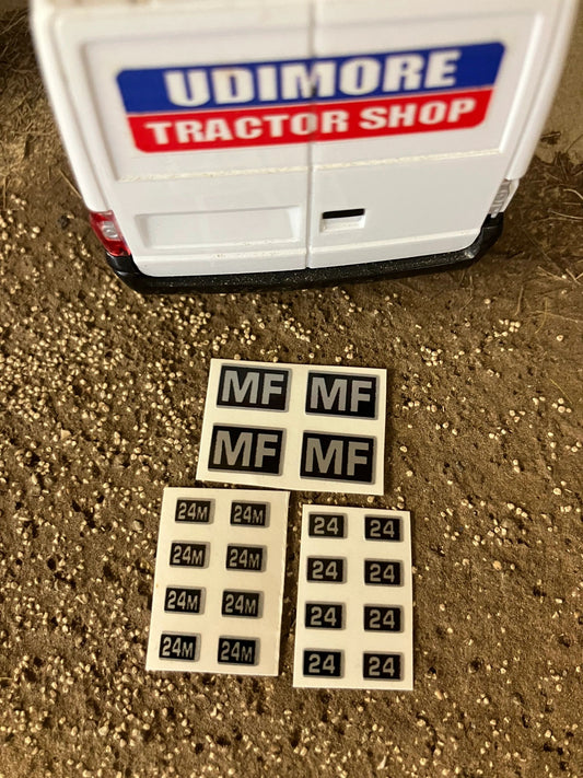 Massey Ferguson 24M 24 Trailer x 20 Grey Black Professional Pre Cut High quality vinyl huge pack decals bonnet farm machinery decals Image