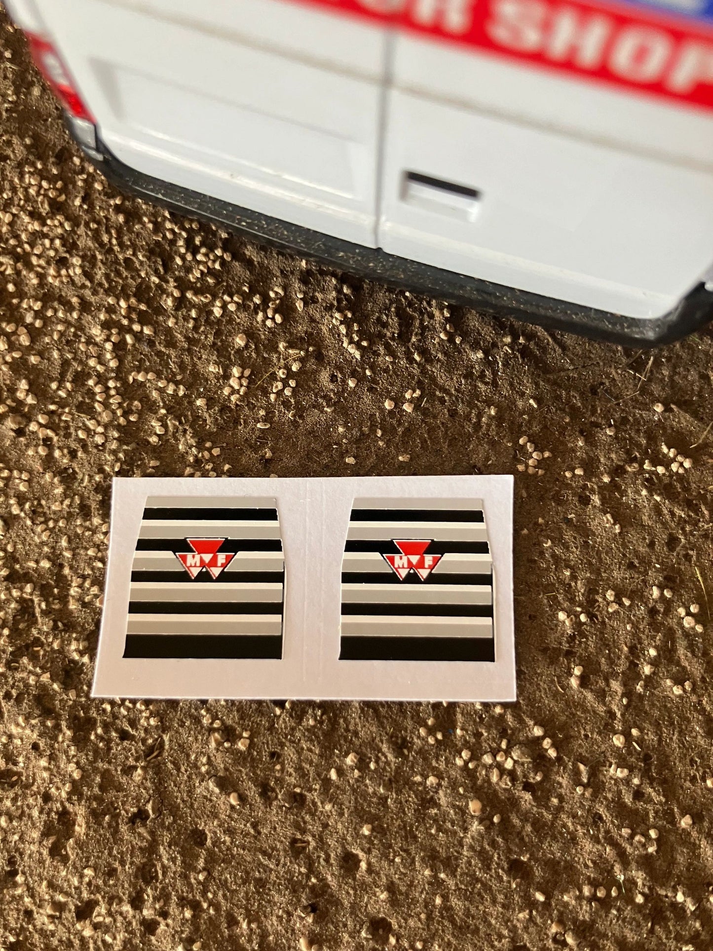 Massey Ferguson 550 575 590 595 Tractor x 2 red grey white black High quality vinyl pack decals Tractor front grill bonnet farm machinery decals Image 3