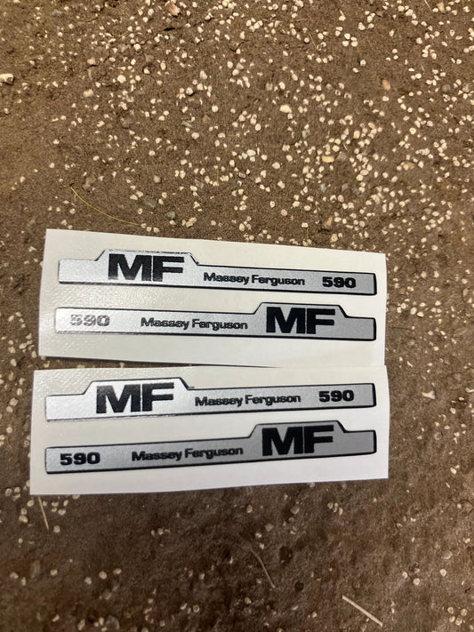 Massey Ferguson 590 Tractor Professional pre cut bonnet decals 4 x 45mm High quality vinyl huge pack decals Tractor bonnet farm machinery 1:32 scale Image