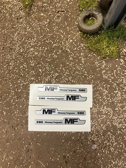 Massey Ferguson 590 Tractor bonnet professional pre cut decals 4 x 40mm High quality vinyl huge pack decals bonnet farm machinery 1:32 scale Image