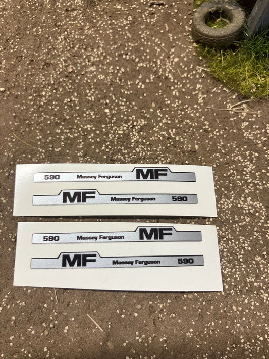 Massey Ferguson 590 tractor professional pre cut 4 x 50mm High quality vinyl huge pack decals bonnet farm machinery decals 1:32 scale Image