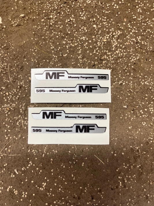 Massey Ferguson 595 Tractor Professional pre cut bonnet decals 4 x 40mm High quality vinyl pack decals bonnet farm machinery decals 1:32 scale Image