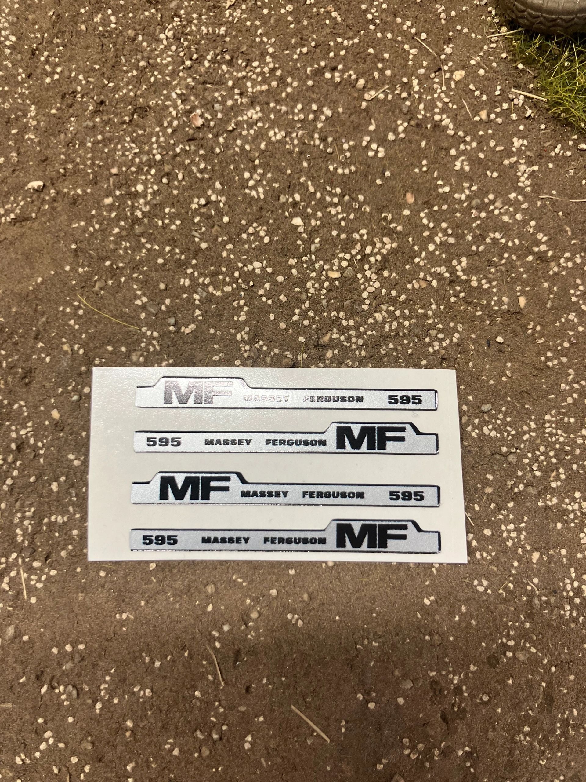 Massey Ferguson 595 Tractor Professional pre cut bonnet decals 4 x 45mm High quality vinyl huge pack decals Tractor bonnet farm machinery decals 1:32 decals Image