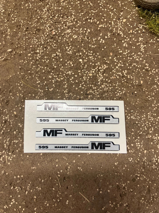 Massey Ferguson 595 Tractor Professional pre cut bonnet decals 4 x 45mm High quality vinyl huge pack decals Tractor bonnet farm machinery decals 1:32 decals Image