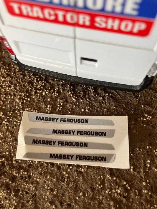 Massey Ferguson Tractor Farm Machinery 4 x 40mm Silver Black Pre Cut Professional High quality vinyl huge pack decals bonnet farm machinery decals 1:32 scale Image