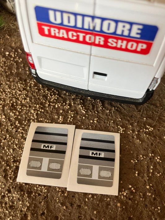 Massey Ferguson Tractor grill lights x 2 red grey white black High quality Professional pre cut vinyl pack decals Tractor front grill bonnet farm machinery decals Image