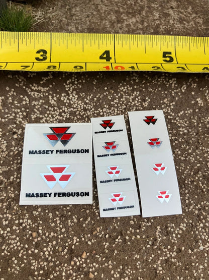 Massey Ferguson logo x 10 Professional pre cut High quality vinyl set sticker set farm machinery tractor combine decals 1:32 decals Image