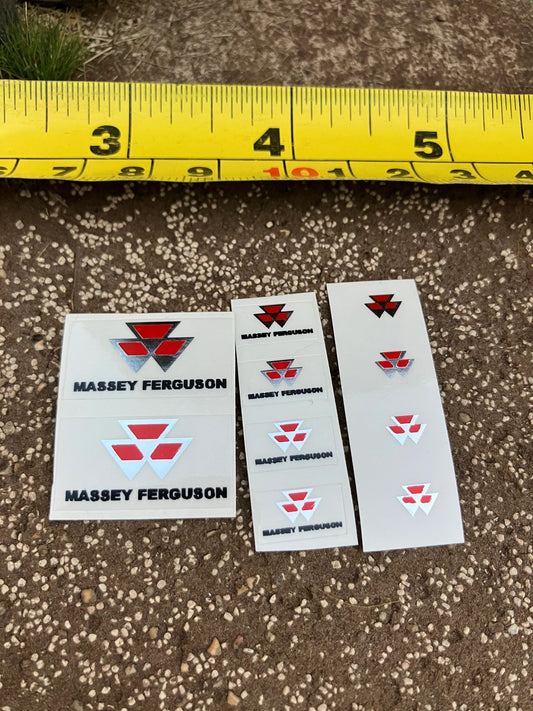 Massey Ferguson logo x 10 Professional pre cut High quality vinyl set sticker set farm machinery tractor combine decals 1:32 decals Image