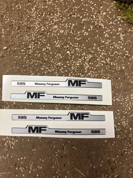 Massey Freguson 595 Tractor Professional pre cut bonnet decals 4 x 55mm High quality vinyl huge pack decals bonnet farm machinery decals Image