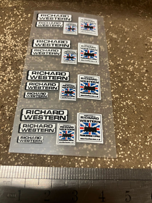 Richard Western trailer farm machinery decals x 20 High quality vinyl decal packs 1:32 scale stickers Image