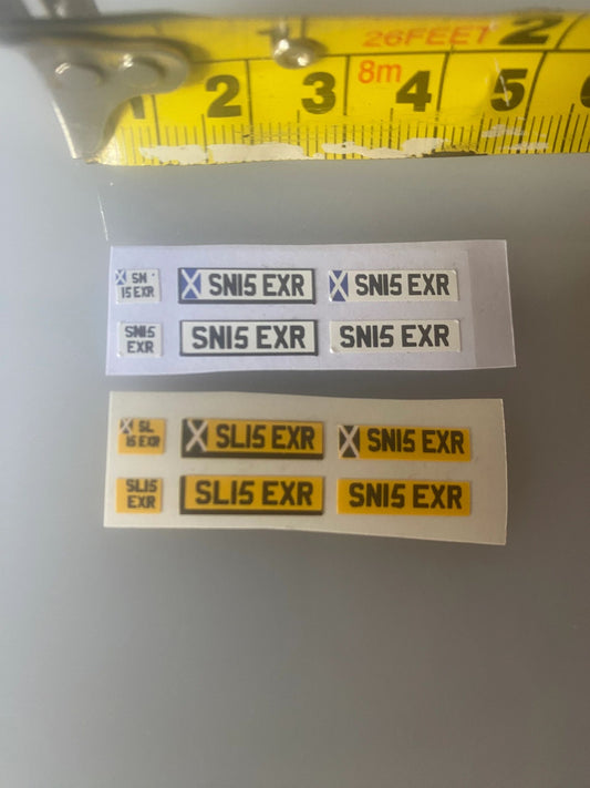 Scottish number plates Professional Pre Cut High quality vinyl decal packs stickers 1:32 scale Image