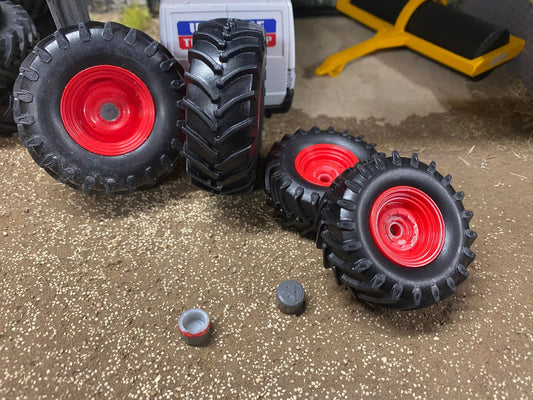 Set of 4 fendt wheels tyres 1:32 scale 60mm x 22mm , 45mm x 20mm Image