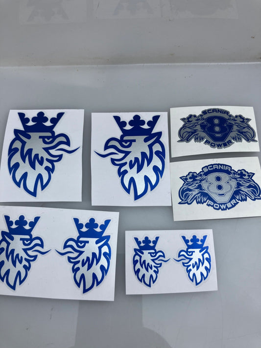 Set of 8 blue Decals truck Vinyl Scania 8 Power Image