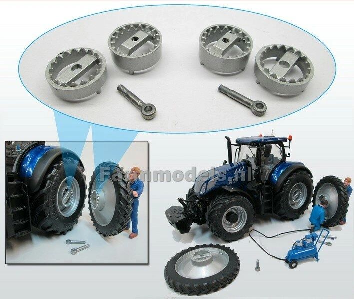 Silver Grey Tractor Dual wheel double molcon air coupling system 1:32 scale Image